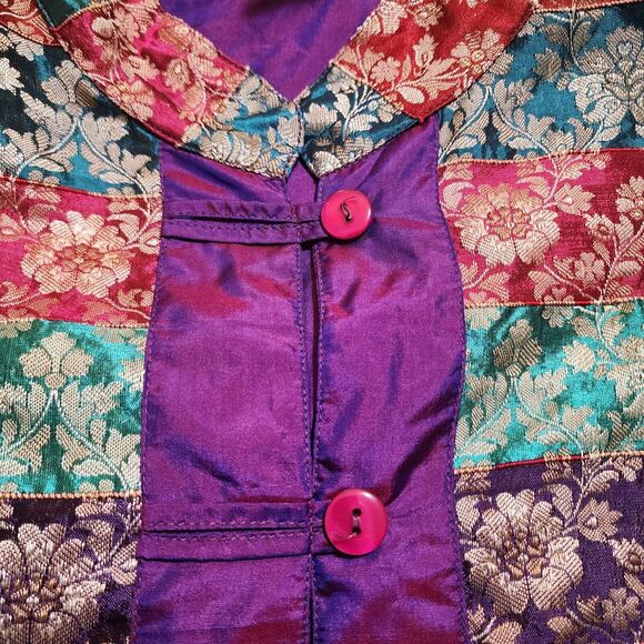 NWT Coldwater Creek Festive Ribbon Jacket Women 1X Colorful Oriental Silk Lining - Picture 2 of 7